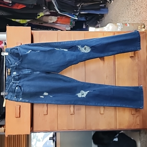 NWOT Ring Of Fire: Cayenne Rip-n-Repair Skinny Stretch, Dark Wash, 34"x30" - Picture 1 of 10